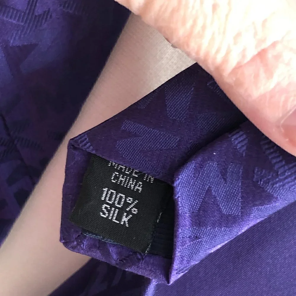 MICHAEL Michael Kors Silk Skinny Necktie Royal Purple Repeating Logo Tie NEW
